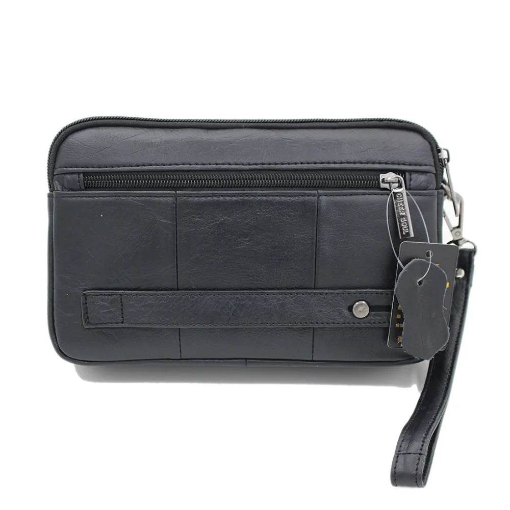 Men Clutch Bag Purse Handy Wallet Genuine Leather Business Mobile Cell Phone Case Handbags Purses Male Money Wrist Wallet Bag - Imbasat