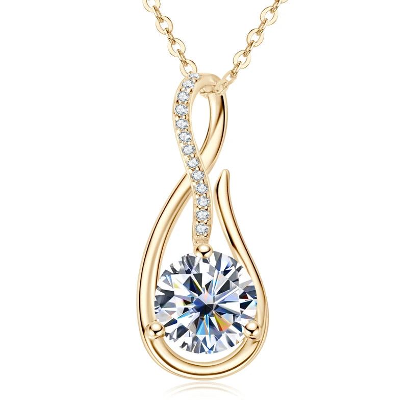 Silver 925 Infinity Necklace for Women 8mm 2CT D Color Moissanite Pendant Necklace
