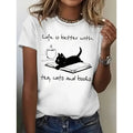 Women's Cat Graphic Print T-Shirt