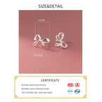 INZATT Real 925 Sterling Silver Hollow Bow Stud Earrings For Women Party Trendy Fine Jewelry Minimalist Accessories - Imbasat
