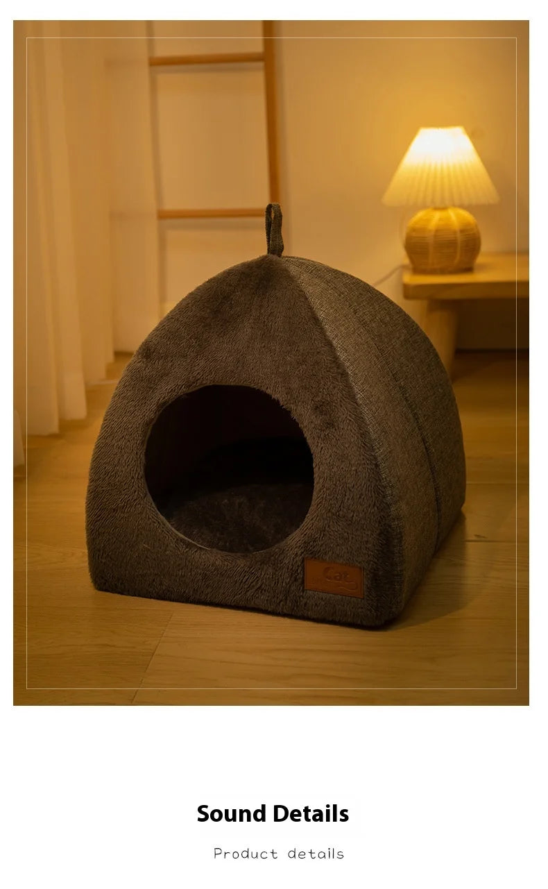 New Triangle Cat Nest Closed Cat House Pet Nest Warm and Thickened Deep Sleep Dog Nest Pet Supplies Closed Cat bed cat tents