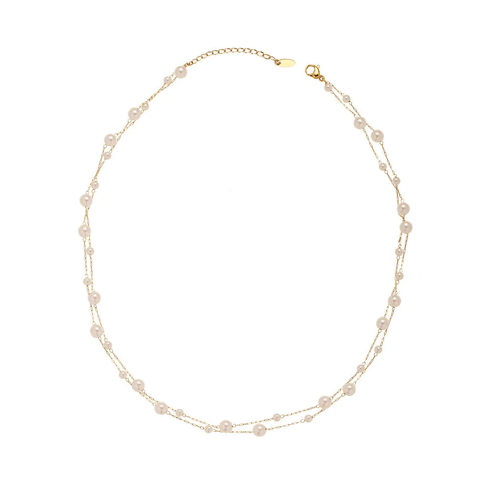 316l Stainless Steel Beautifully Temperament Pearl Chain Necklace