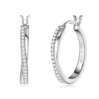 Anziw Classic Real Moissanite Hoop Earrings 925 Silver 18K Gold Plated Clip Earrings