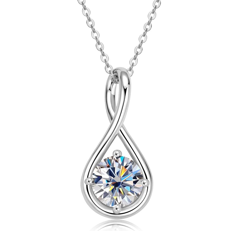 18K Gold Plated Solitaire Round 8mm 2ct Moissanite Infinity Pendant Necklace 925