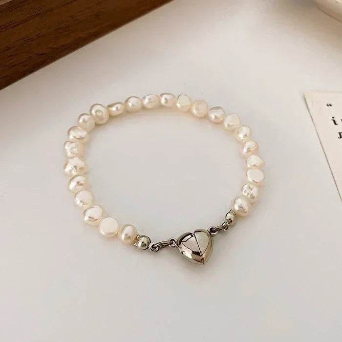 925 Sterling Silver Bracelet Pearls Knots Bracelet for Women Fashion Heart Pearls Irregular Bracelet Luxury Party Jewelry Gift - Imbasat