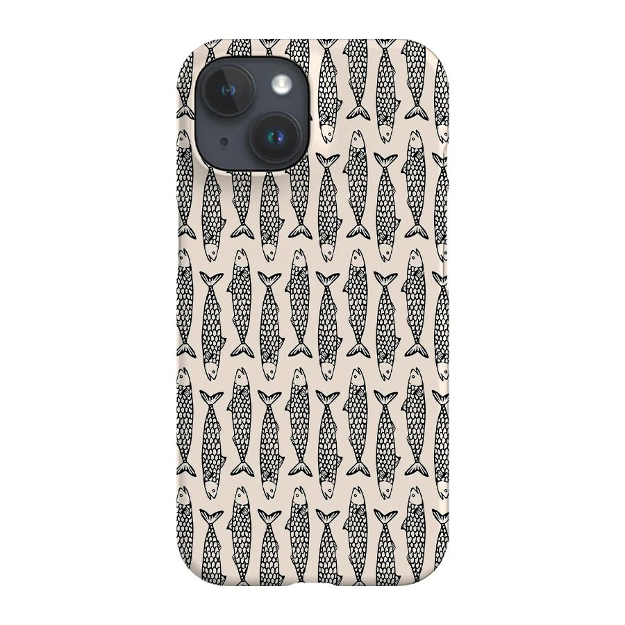Mackerel Block Print iPhone Case Glossy Hard PC Cover