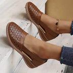 Summer soft sole mother sandals fish mouth middle-aged and elderly leather shoes flat middle-aged single shoes women's shoes - Imbasat