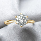 Anziw 3.0CT Moissanite Solitaire Ring Yellow Gold Plated