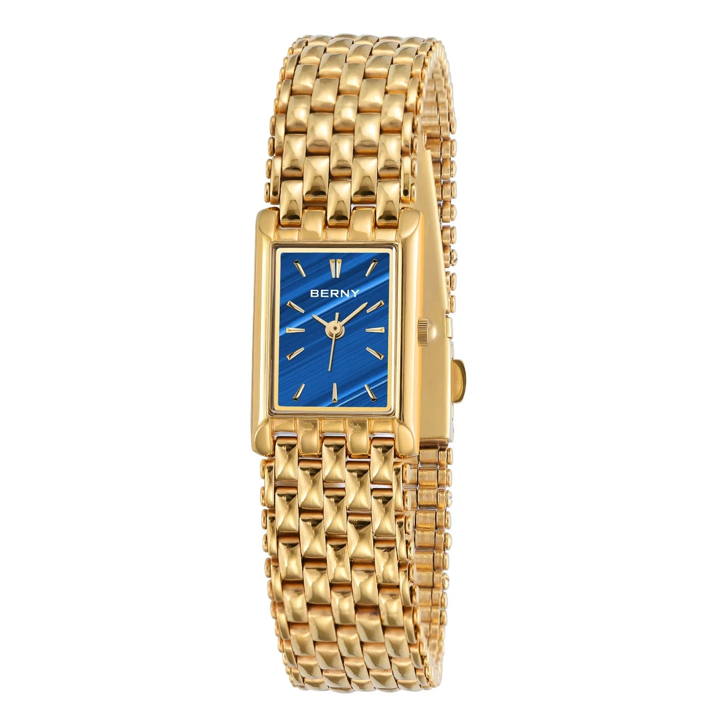 BERNY Gold Watch for Women Square Ladies Quartz Wristwatches Stainless Steel Women Small Gold Watch Luxury Casual Fashion Watch