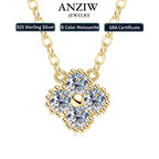 Anziw Clover Flower Pendant Necklace 3mm Moissanite