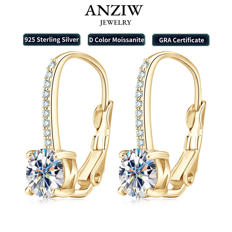 6.5mm D Moissanite Clip On Earrings 925 Sterling Silver