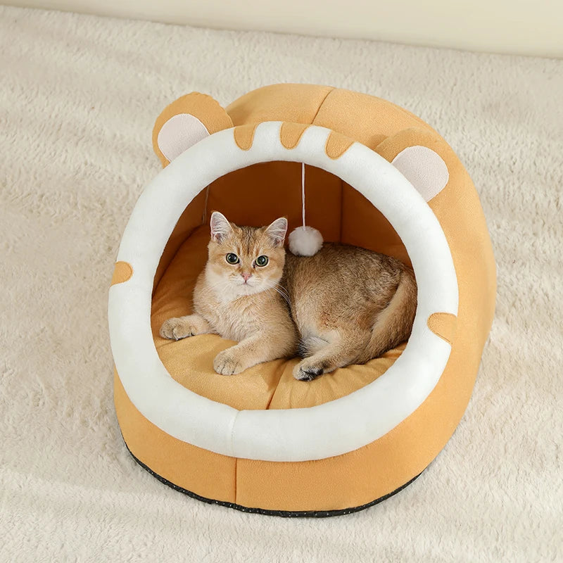 Cat Bed Warm Pet House Kitten Cave Cushion