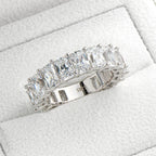 ANZIW 925 Sterling Silver Full Eternity Ring 6x4mm Radiant Cut 5A Zircon Band