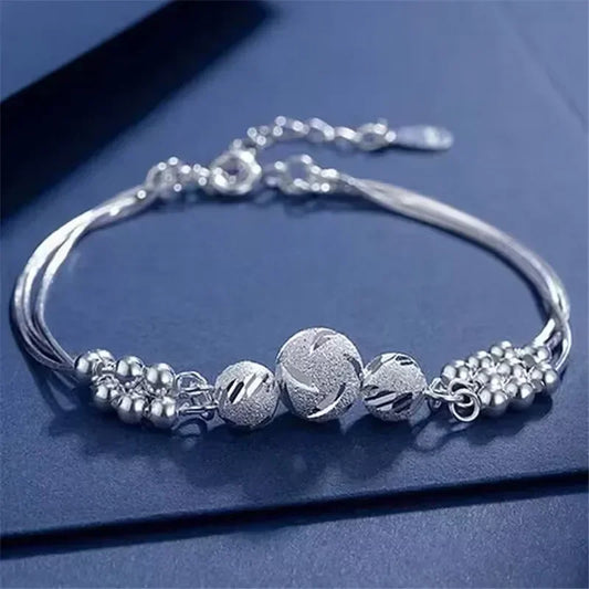 Luxury 925 Sterling Silver Bracelet for Woman Vintage Original Lucky Beads Ball Adjustable Bracelets Designer Jewelery Gifts - Imbasat