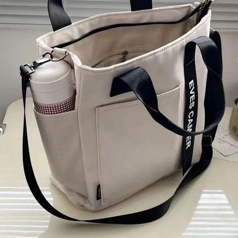 2024 New Casual Tote Large Capacity Shoulder Bag Nylon Waterproof Canvas Handbag Simple Fashion Messenger Bags For Schoolgirl - Imbasat