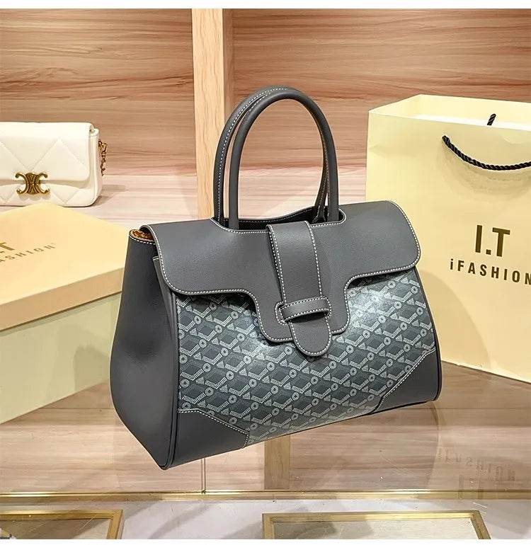 Luxury Brand Dogtooth Saigon High-end Sense Large Capacity Tote Handbag Commuting Vintage Flower Fashion Versatile Shoulder Bag - Imbasat