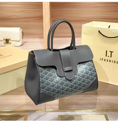 Luxury Brand Dogtooth Saigon High-end Sense Large Capacity Tote Handbag Commuting Vintage Flower Fashion Versatile Shoulder Bag