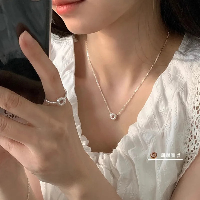 925 Silver Pearl Simple Elegant Thin Chain Pendant Necklace