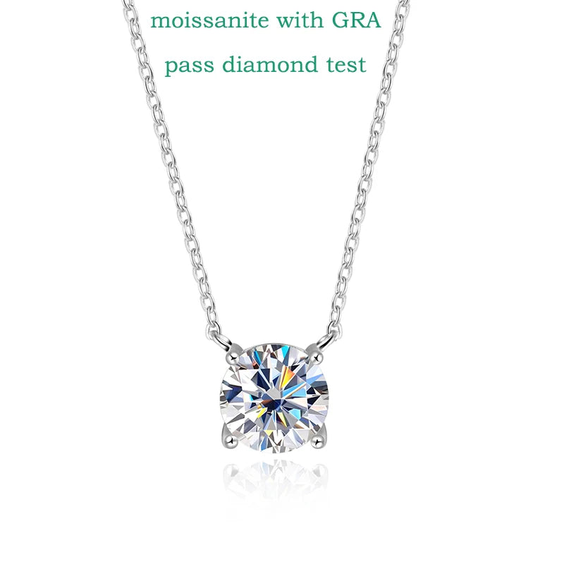 Smyoue White Gold Plated 1-10CT Moissanite Necklace