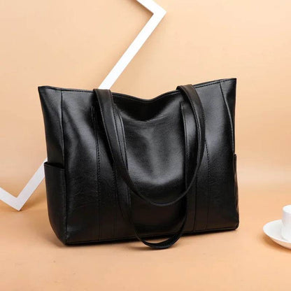 TRAVEASY 2024 Casual PU Leather Large Capacity Tote Bags for Women Fashion Solid Color Zipper Female Shoulder Bag Ladies Handbag - Imbasat