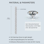 925 Silver Long Drop Tennis Earrings for Women 2.5MM D-E Moissanite Dangle Earrings