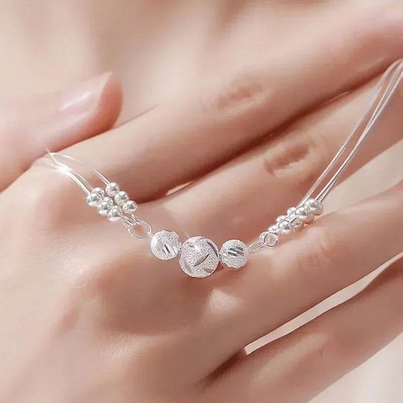 Luxury 925 Sterling Silver Bracelet for Woman Vintage Original Lucky Beads Ball Adjustable Bracelets Designer Jewelery Gifts - Imbasat