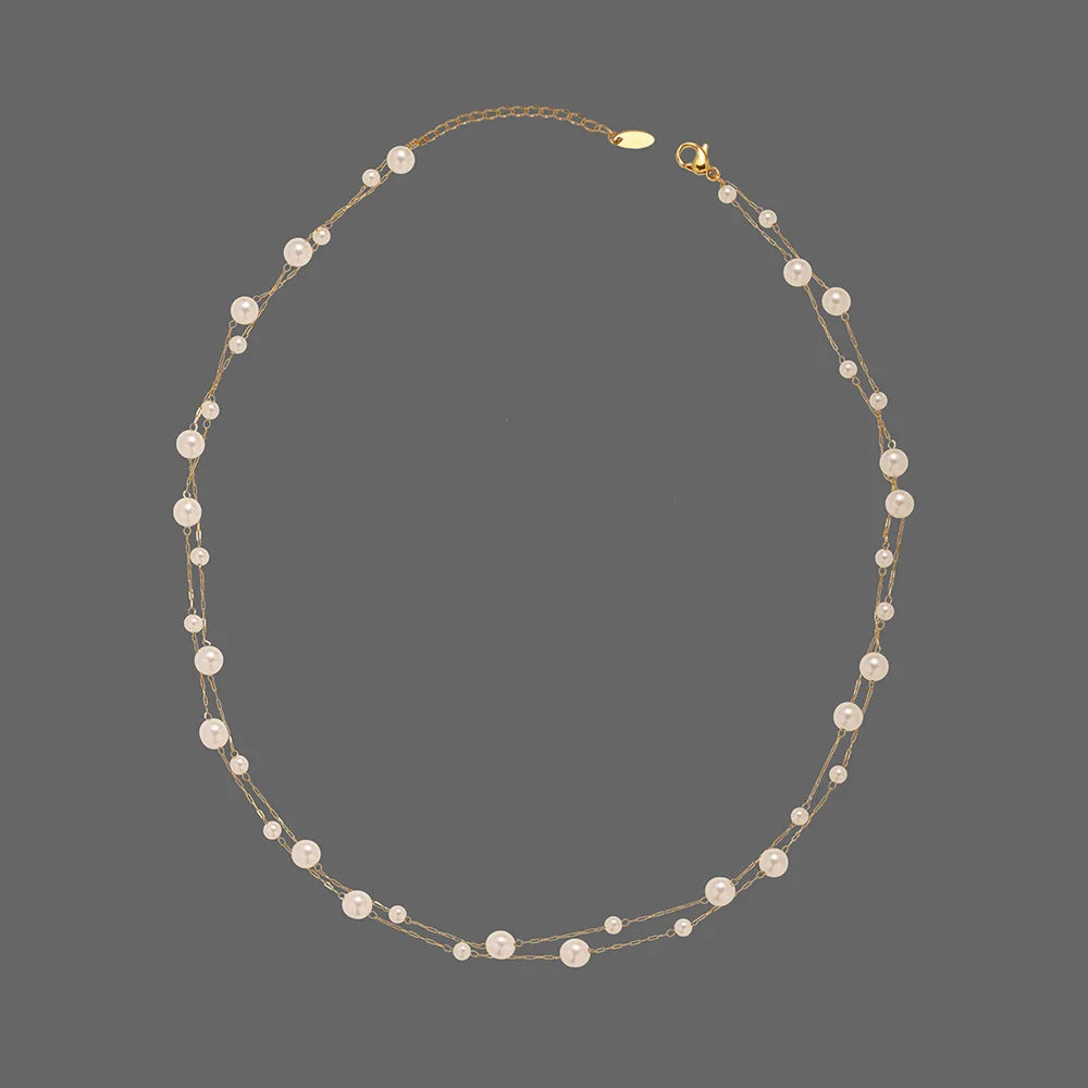 316l Stainless Steel Beautifully Temperament Pearl Chain Necklace