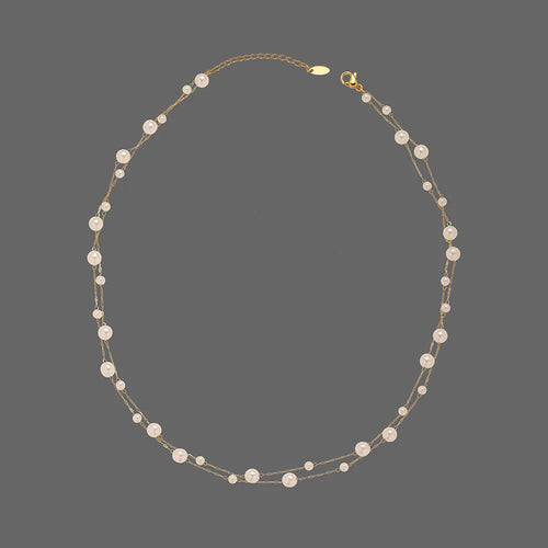 316l Stainless Steel Beautifully Temperament Pearl Chain Necklace