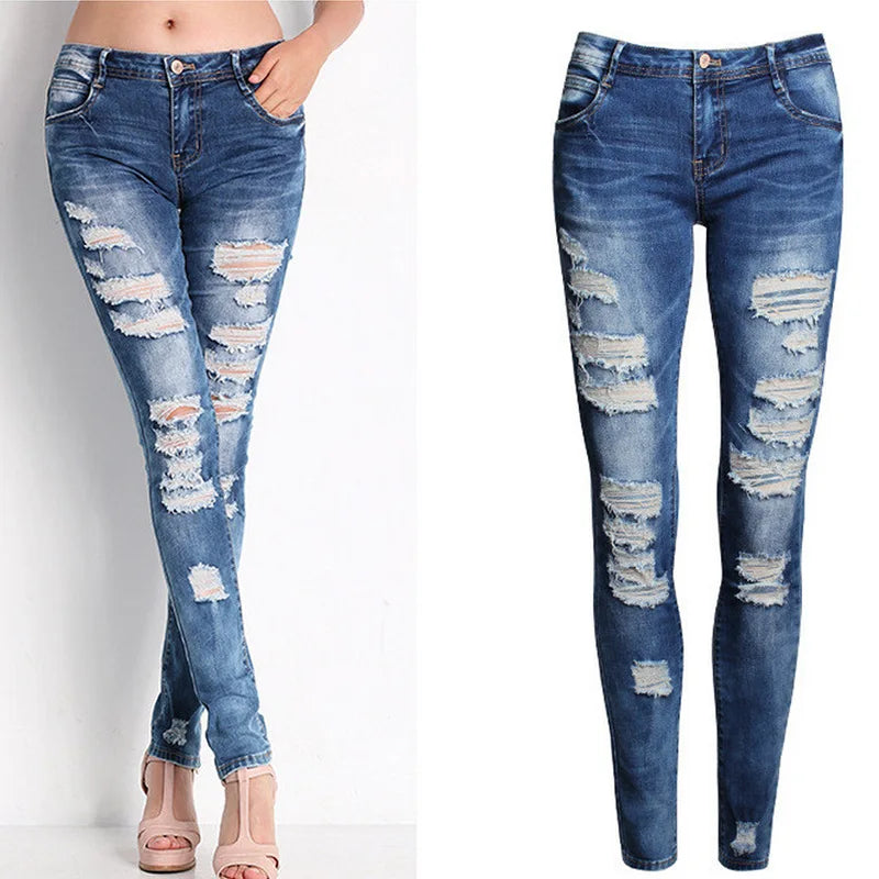 High Waist Ripped Jeans for Women Skinny Black White