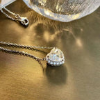 Vintage Zircon Flower Pearl Necklace