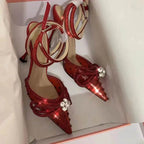 Large Size Sandals Stiletto Heels Round Toe Black Shoes for Women Big Beige Comfort High Low Fashion Rhinestone Girls Scandals R - Imbasat