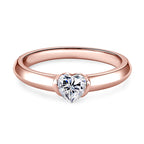 Anziw Rose Gold Color 0.5ct Heart Shaped Moissanite Solitaire Ring Silver 925 for