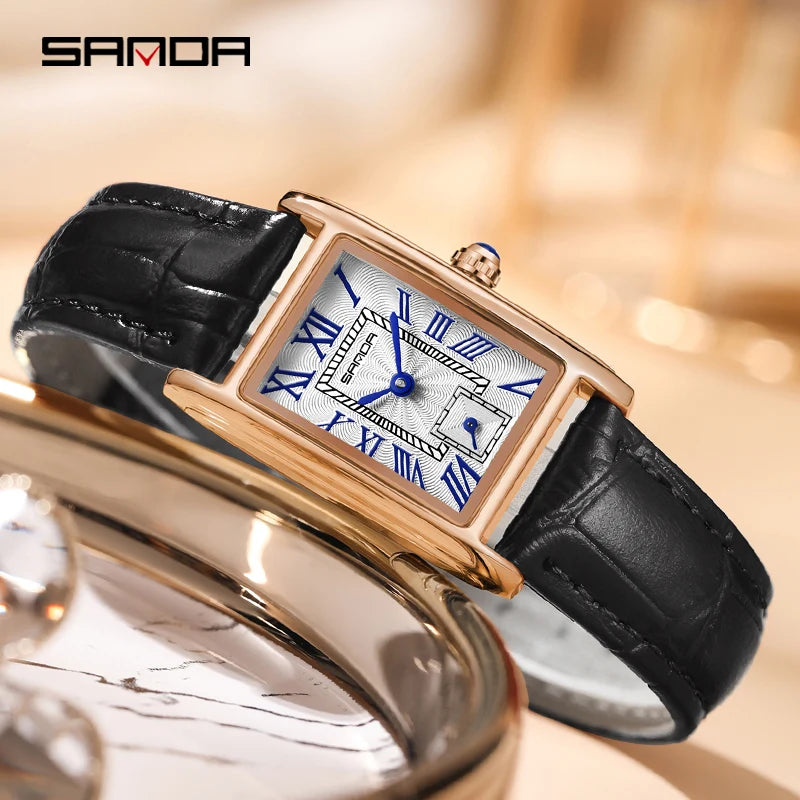 SANDA   Leather Quartz Movement Business