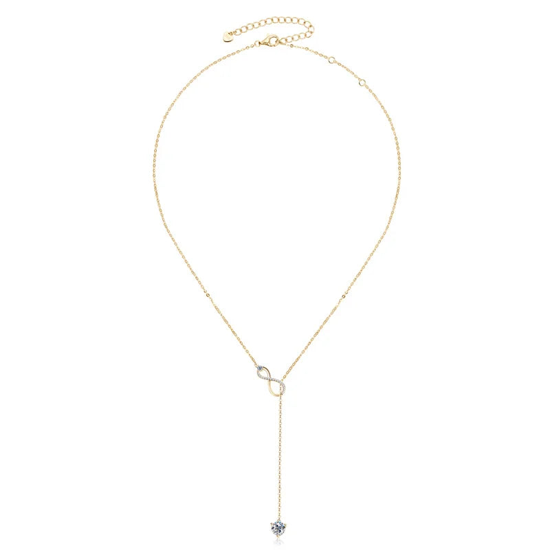 Anziw 925 Silver Infinity Necklace 6.5mm D Color Moisasnite Pendant