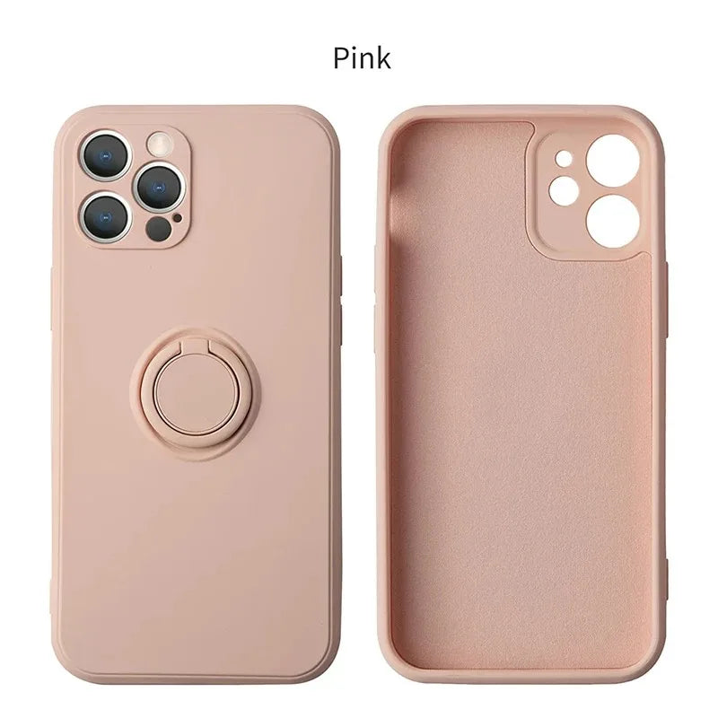 Liquid Silicone Magnetic Ring iPhone Case Shockproof Back Cover