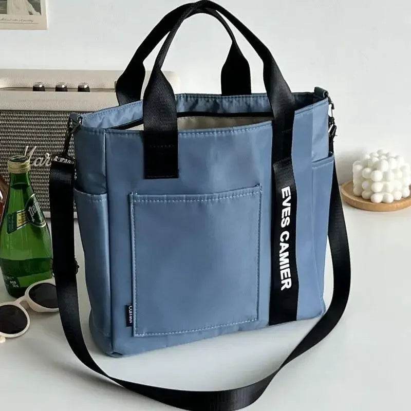 2024 New Casual Tote Large Capacity Shoulder Bag Nylon Waterproof Canvas Handbag Simple Fashion Messenger Bags For Schoolgirl - Imbasat