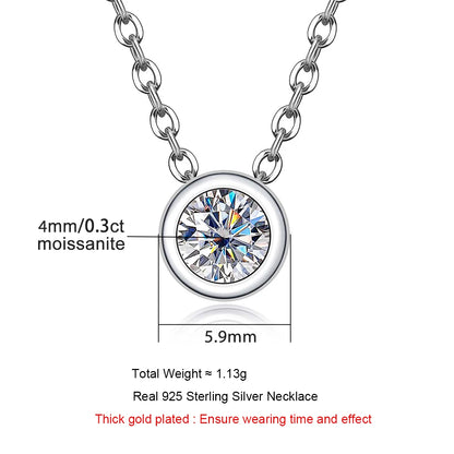 AnuJewel 4mm 0.3ct D Color Moissanite Round Brilliant Cutting 18K Gold Plated  45cm 925 Sterling Silver Necklaces  Wholesale