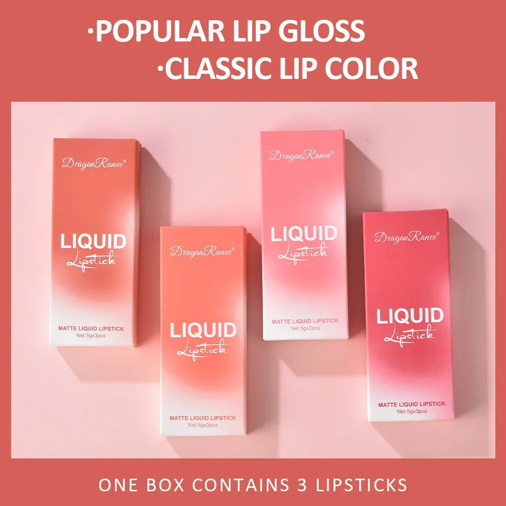 3 PCS Liquid Lipsticks Set Long Lasting Make Up Korean