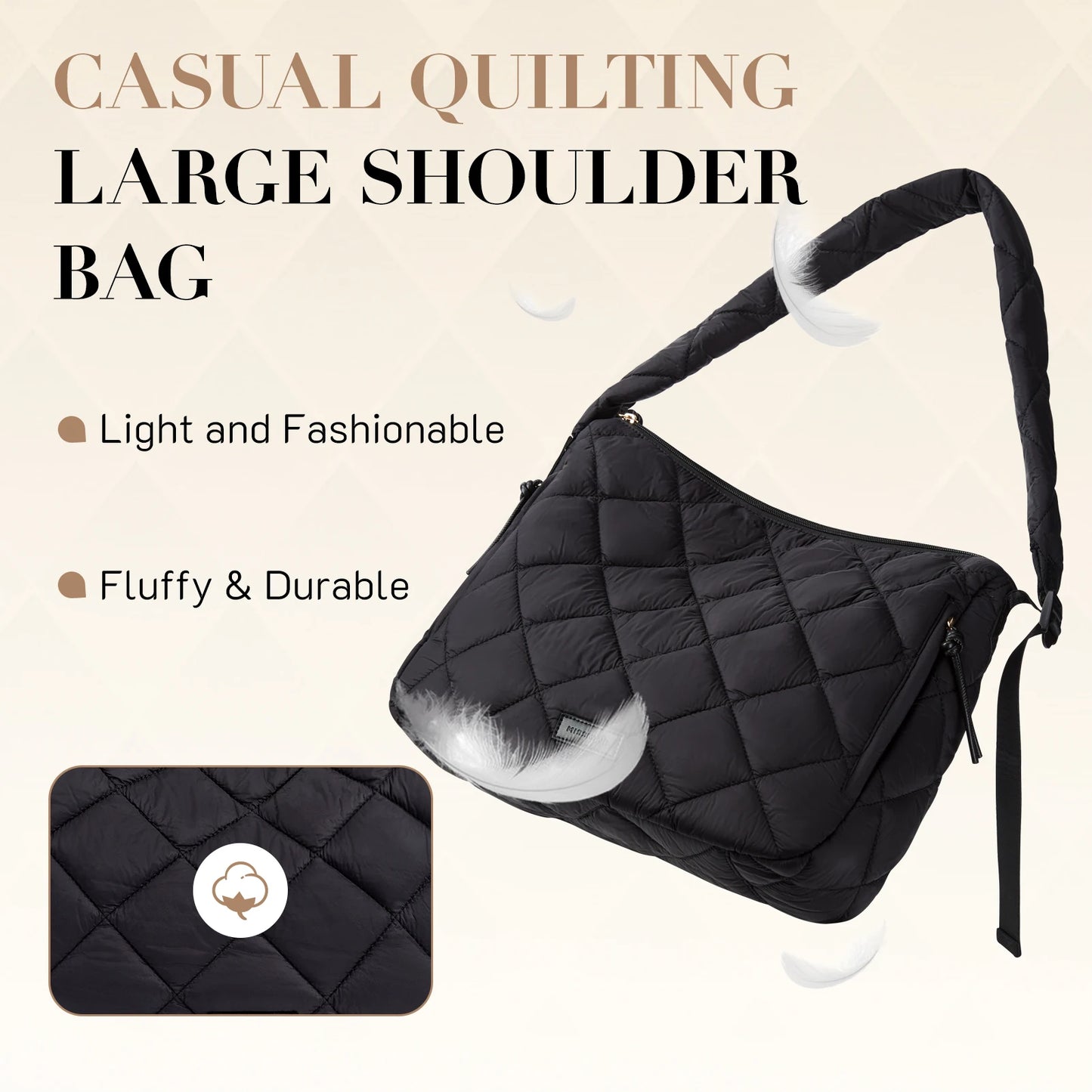 Missnine Quilted Puffer Bag for Women with Adjustable Strap Puffy Tote Shoulder Bag Large Carryall Crossbody Purse Hobo Bags