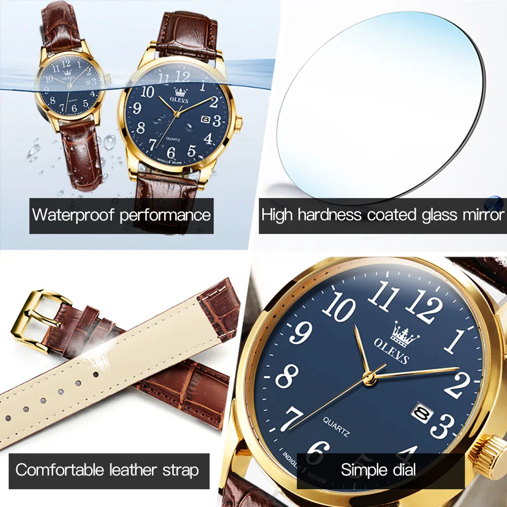 OLEVS Top Brand Quartz Watch For Women Waterproof GMT Watches Women Sports Leather Strap Date Clock Ms Wristwatch Reloj Mujer