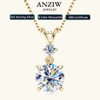 Anziw 1CT 2CT 3CT Moissanite Pendant Necklace