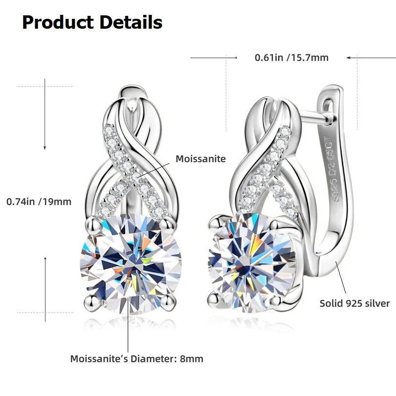 925 Sterling Silver Infinity 4.10ctw. Moissanite Drop Earrings