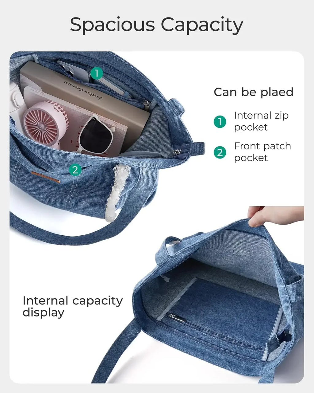 BAGSMART  Casual Lightweight Denim Shoulder Handbag