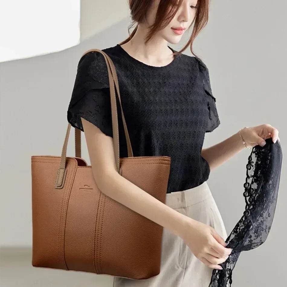 Genuine Brand 3 Layers Women Bags Designer HIgh Quality Soft Leather Large Women 2024 Shoulder Bag Messenger Handbag 2024 - Imbasat