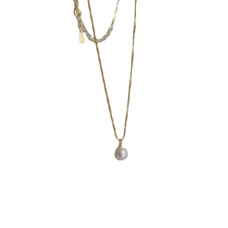 Fashion 925 Sterling Silver Pearl Necklace Geometric Shape