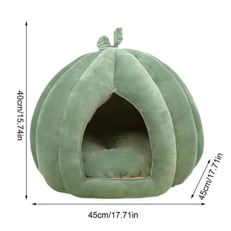 Pumpkin Cat Bed Deep Sleep Comfort House Enclosed