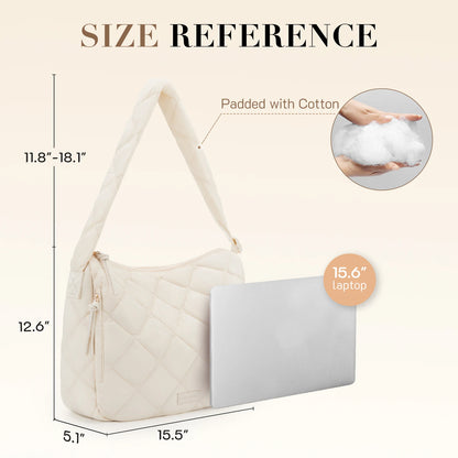 Missnine Quilted Puffer Bag for Women with Adjustable Strap Puffy Tote Shoulder Bag Large Carryall Crossbody Purse Hobo Bags