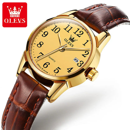 OLEVS Top Brand Quartz Watch For Women Waterproof GMT Watches Women Sports Leather Strap Date Clock Ms Wristwatch Reloj Mujer