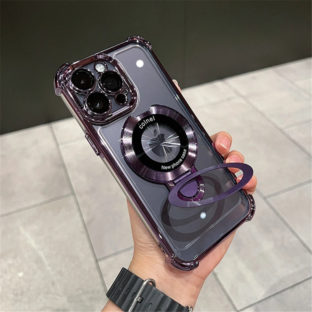 Plating Shockproof Magnetic Bracket Case