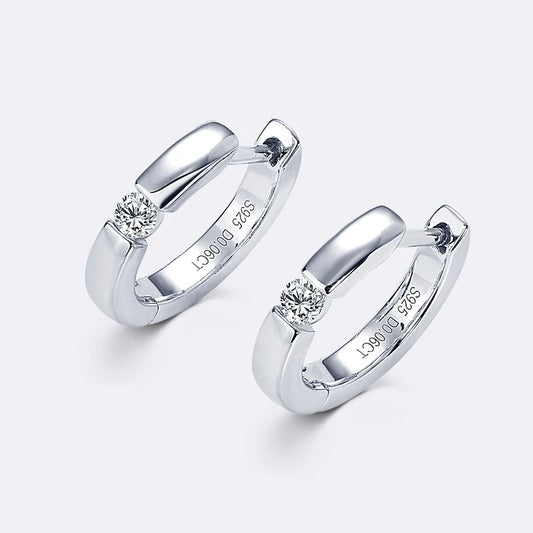 Real Moissanite Mini Hoops Earrings 925 Sterling Silver for Women Men D Color 2.5mm Simple Single Diamond Earrings Fine Jewelry